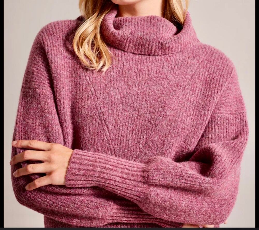 Ted Baker Cchloe Wool Blend Turtleneck Sweater Pink "Shrunk" Size 4 Women Small